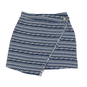 One Way Navy + White Boho Chic Fringe Mini Skirt 6